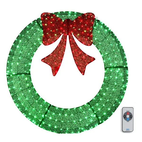 48in Pre-Lit Outdoor Christmas Wreath Decoration